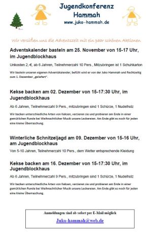 Info-Flyer zu den Weihnachtsaktionen 2022 der JUKO Hammah