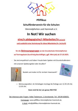 Stellenausschreibung 2025 - eine/n pädagogische/r Mitarbeiter/in (m/w/d) Stellenausschreibung 2025 - eine/n pädagogische/r Mitarbeiter/in (m/w/d)